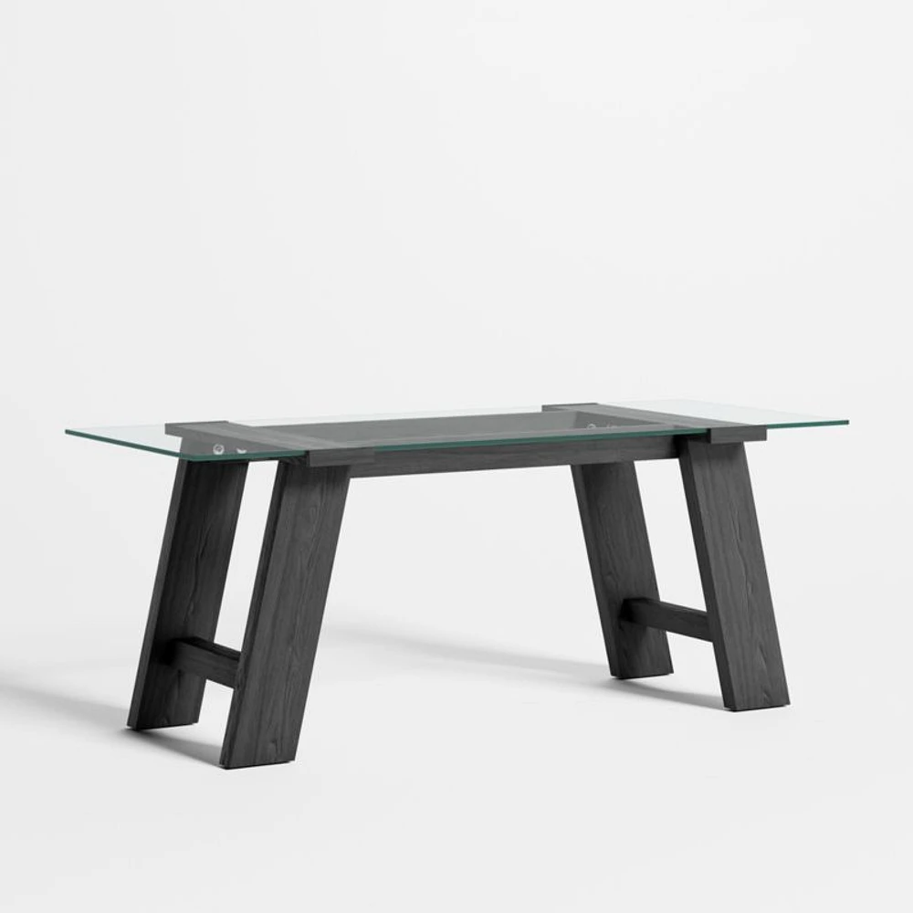 Madison 72" Glass Desk with Ebonized Wood Base