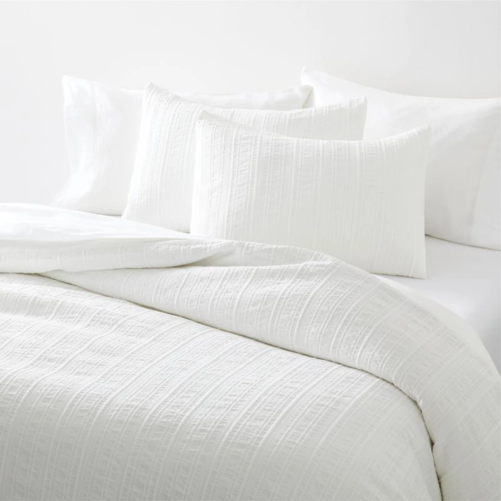 Organic Cotton White Textured Full/Queen Duvet Cover