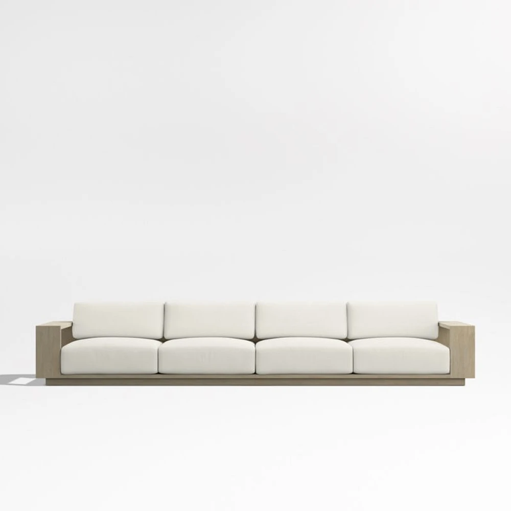 Mallorca 154" Wood 2-Piece Outdoor Sofa with Canvas Natural Sunbrella ® Cushions