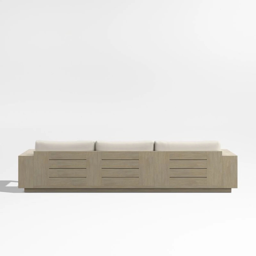 Mallorca Wood 2-Piece Left-Arm Chaise Outdoor Sectional Sofa with Ivory Cushions