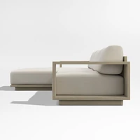 Mallorca Wood 2-Piece Left-Arm Chaise Outdoor Sectional Sofa with Ivory Cushions