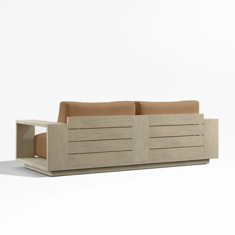 Mallorca 85" Wood Outdoor Sofa with Cast Teak Brown Sunbrella ® Cushions