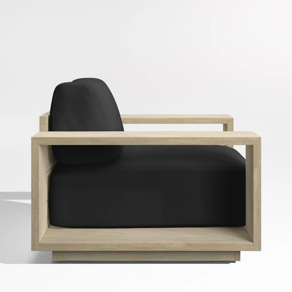 Mallorca Wood Outdoor Lounge Chair with Cast Charcoal Grey Sunbrella ® Cushions