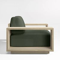Mallorca Wood Outdoor Lounge Chair with Cast Sage Green Sunbrella ® Cushions