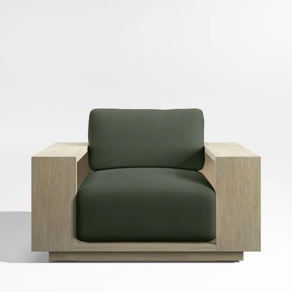Mallorca Wood Outdoor Lounge Chair with Cast Sage Green Sunbrella ® Cushions