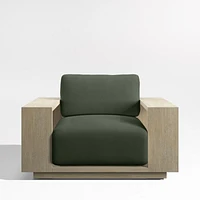 Mallorca Wood Outdoor Lounge Chair with Cast Sage Green Sunbrella ® Cushions