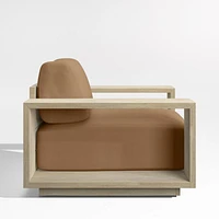 Mallorca Wood Outdoor Lounge Chair with Cast Teak Brown Sunbrella ® Cushions