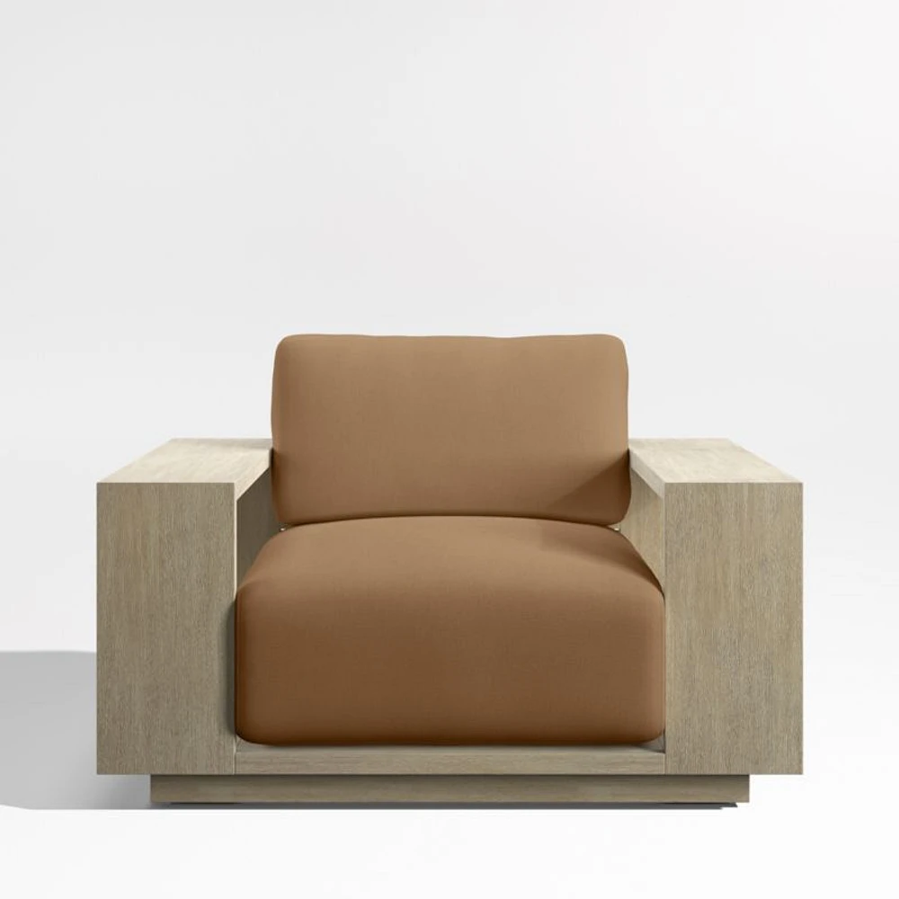 Mallorca Wood Outdoor Lounge Chair with Cast Teak Brown Sunbrella ® Cushions