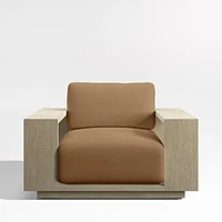 Mallorca Wood Outdoor Lounge Chair with Cast Teak Brown Sunbrella ® Cushions