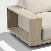 Mallorca Wood Outdoor Swivel Lounge Chair with Ivory Cushions