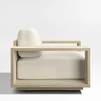 Mallorca Wood Outdoor Swivel Lounge Chair with Ivory Cushions