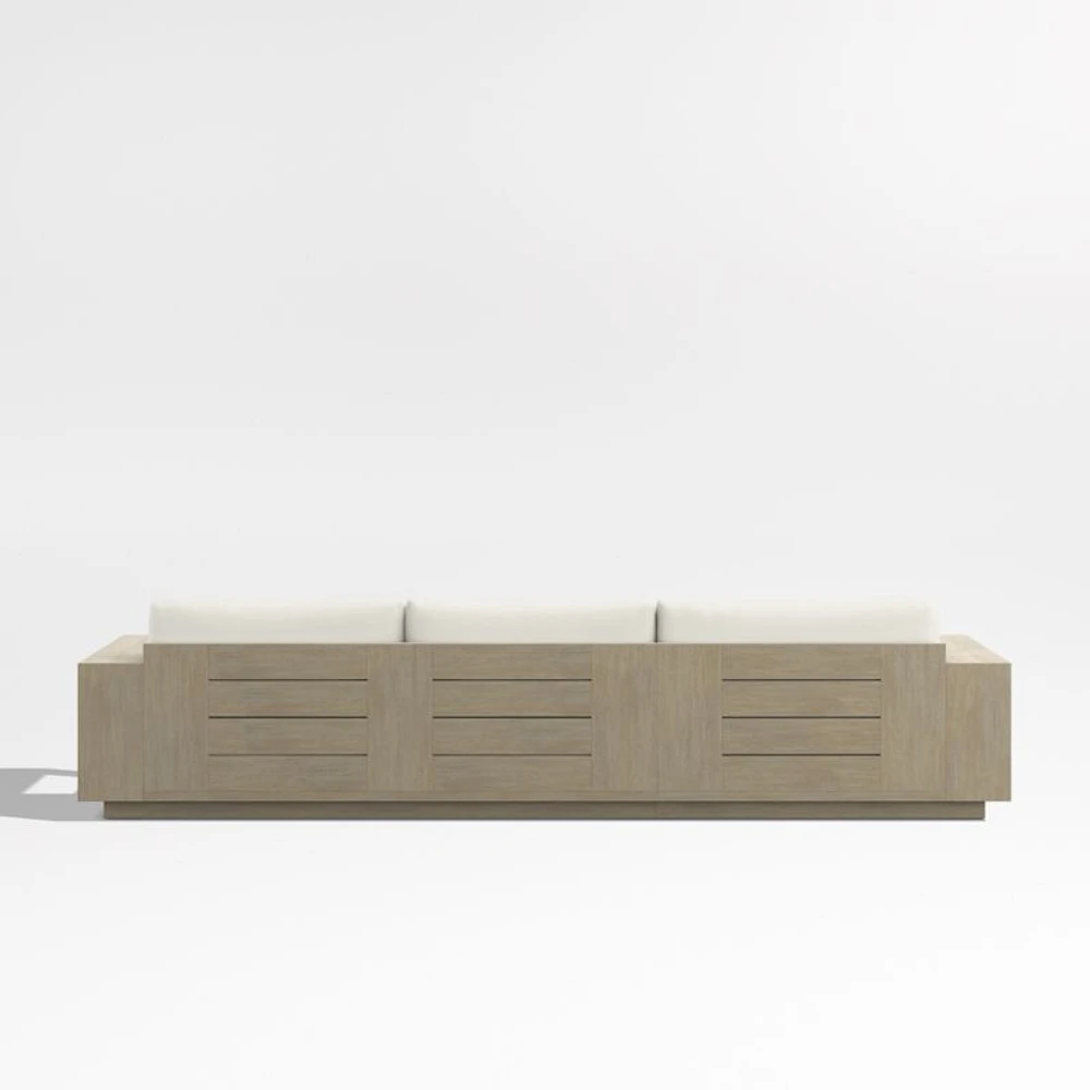 Mallorca Wood 2-Piece Left-Arm Chaise Outdoor Sectional Sofa with Canvas Natural Sunbrella ® Cushions