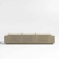Mallorca Wood 2-Piece Left-Arm Chaise Outdoor Sectional Sofa with Canvas Natural Sunbrella ® Cushions