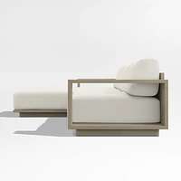 Mallorca Wood 2-Piece Left-Arm Chaise Outdoor Sectional Sofa with Canvas Natural Sunbrella ® Cushions