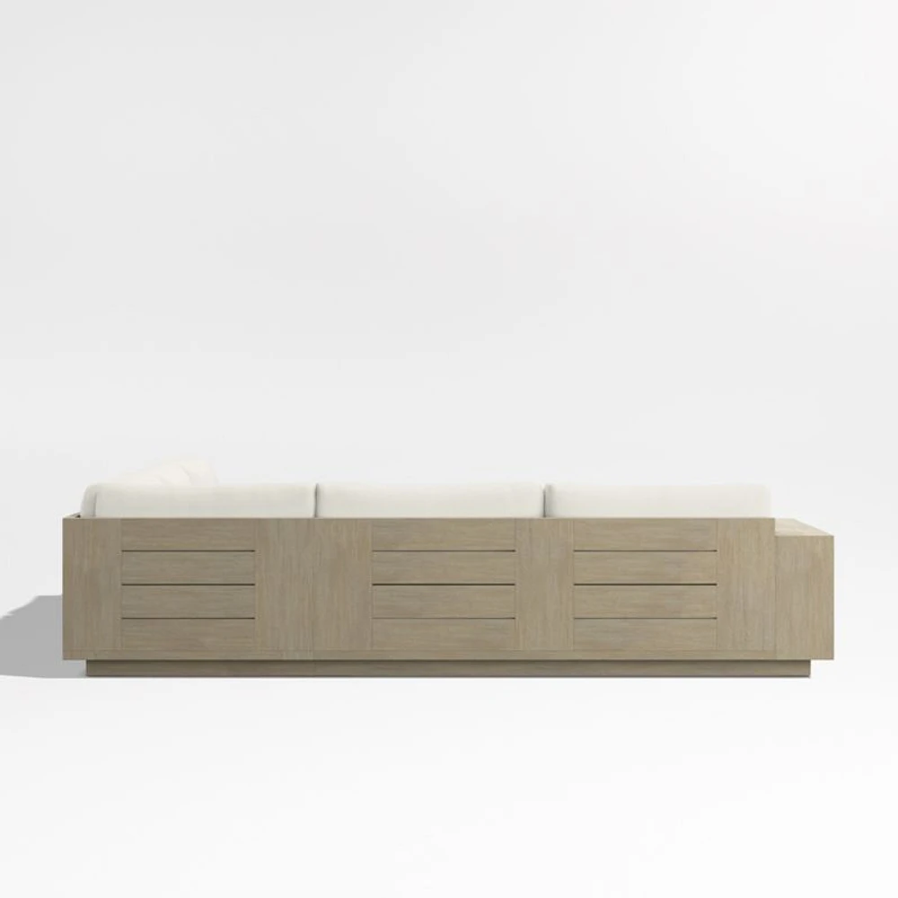 Mallorca Wood 3-Piece L-Shaped Outdoor Sectional Sofa with Canvas Natural Sunbrella ® Cushions