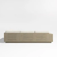 Mallorca Wood 3-Piece L-Shaped Outdoor Sectional Sofa with Canvas Natural Sunbrella ® Cushions