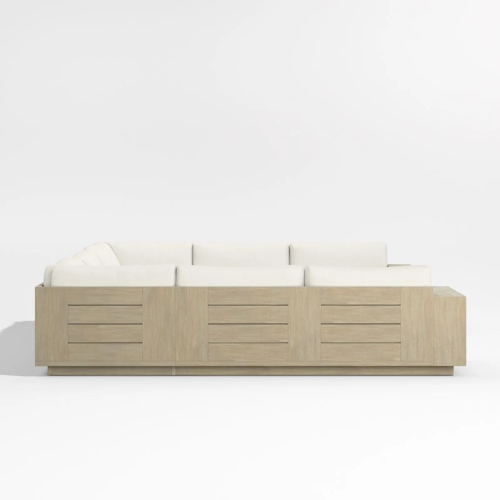 Mallorca Wood 5-Piece U-Shaped Outdoor Sectional Sofa with Canvas Natural Sunbrella ® Cushions