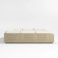 Mallorca Wood 5-Piece U-Shaped Outdoor Sectional Sofa with Canvas Natural Sunbrella ® Cushions