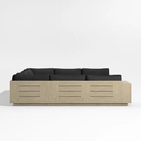 Mallorca Wood 5-Piece U-Shaped Outdoor Sectional Sofa with Cast Charcoal Grey Sunbrella ® Cushions