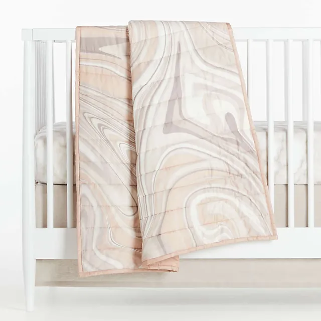 Organic Pink Marble Baby Quilt
