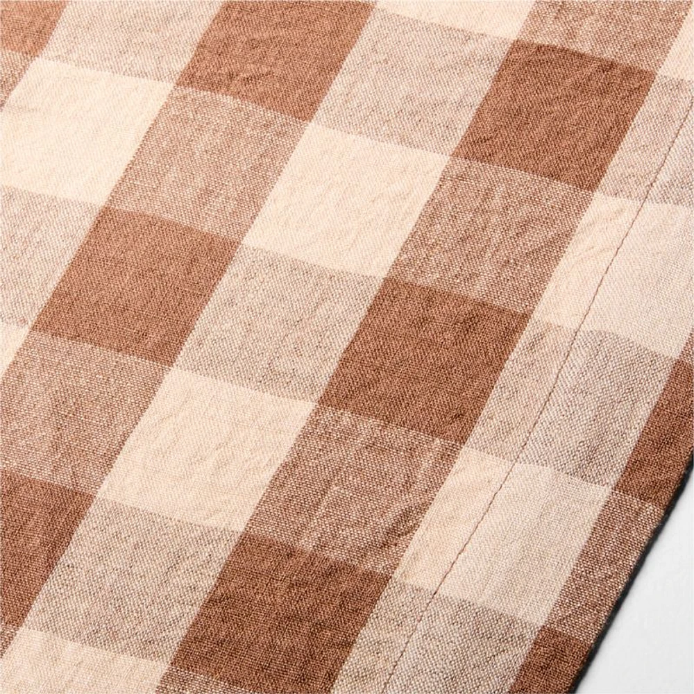 Marin 120" and Natural Buffalo Check EUROPEAN FLAX ™-Certified Linen Runner