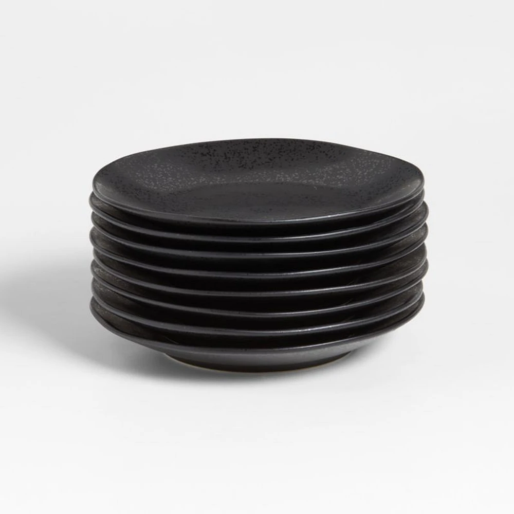 Marin Matte Black Stoneware Salad Plates, Set of 8