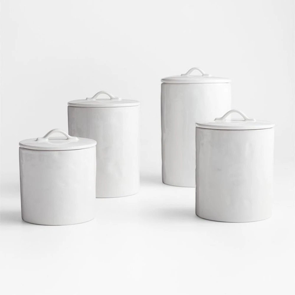 Marin Complete White Stoneware Canister Set