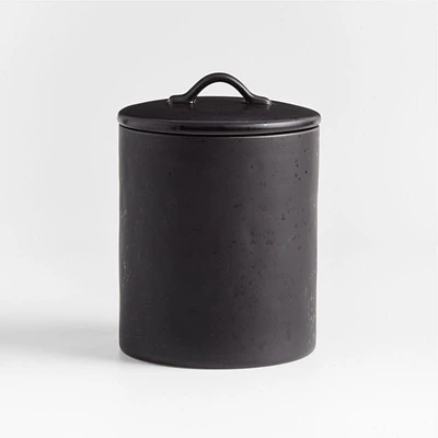 Marin Medium Matte Black Stoneware Canister