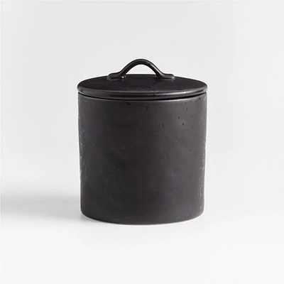 Marin Small Matte Black Stoneware Canister