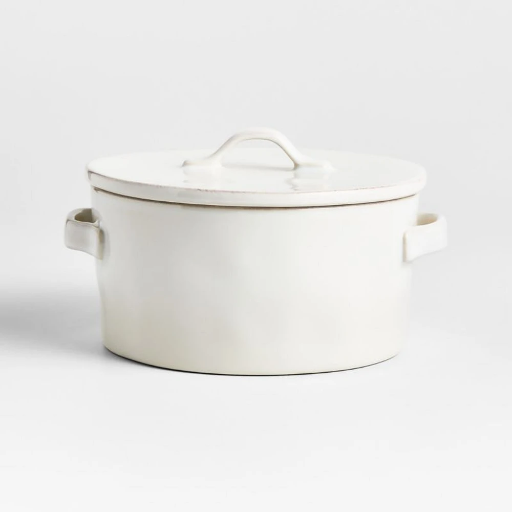 Marin White Stoneware 2-Qt. Covered Casserole Dish