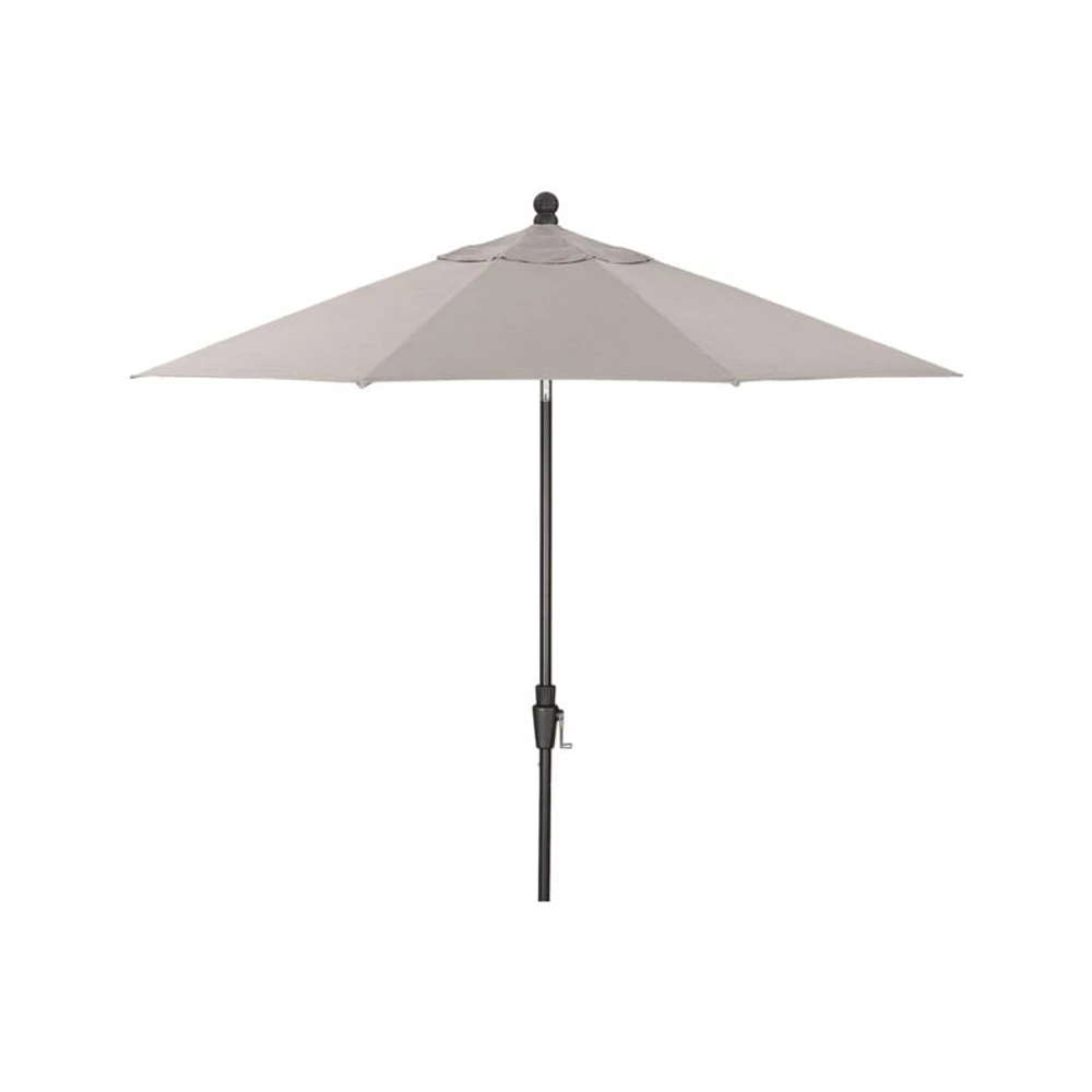 9' Round Sunbrella ® Silver Outdoor Patio Umbrella with Tilt Black Frame