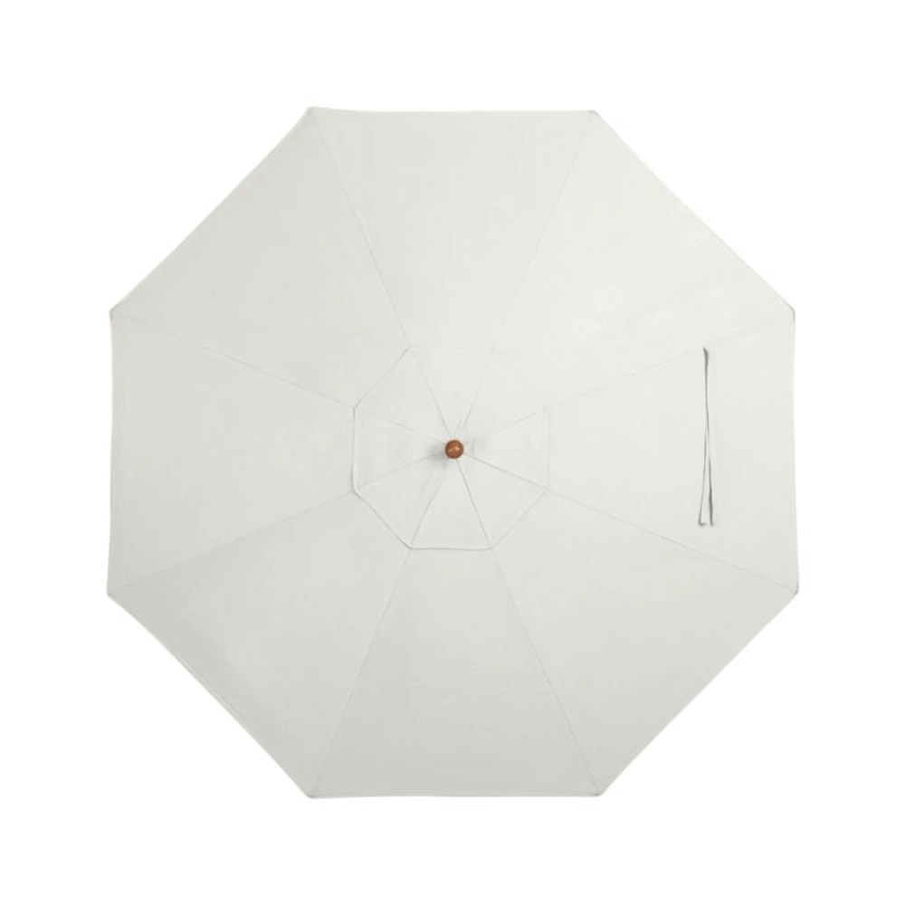 9' Round Sunbrella ® White Sand Outdoor Patio Umbrella with Eucalyptus Frame