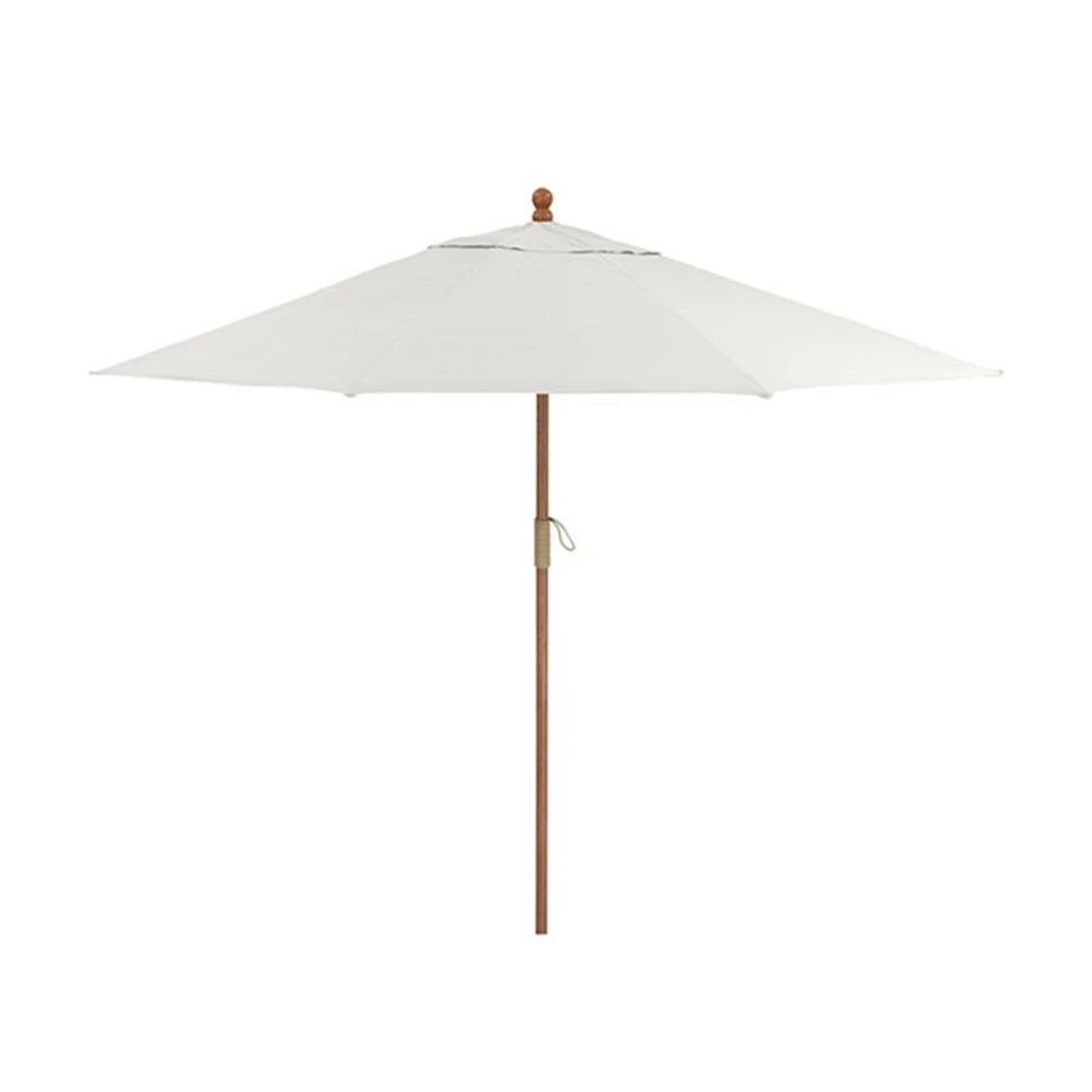 9' Round Sunbrella ® White Sand Outdoor Patio Umbrella with Eucalyptus Frame