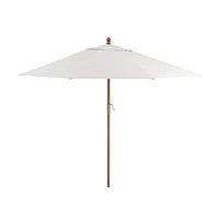 9' Round Sunbrella ® White Sand Outdoor Patio Umbrella with Eucalyptus Frame