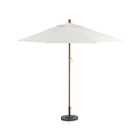 9' Round Sunbrella ® White Sand Outdoor Patio Umbrella with Eucalyptus Frame