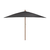 10' Rectangular Sunbrella ® Charcoal Outdoor Patio Umbrella with Eucalyptus Frame