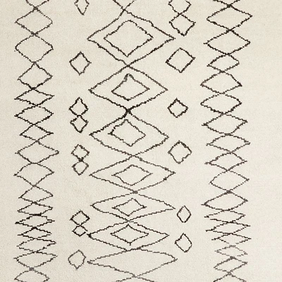 Marseilles Wool Hand-Knotted Black Beige Area Rug 8'x10'