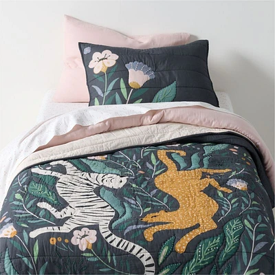 Midnight Marrakech Tiger Organic Cotton Voile Kids Twin Quilt