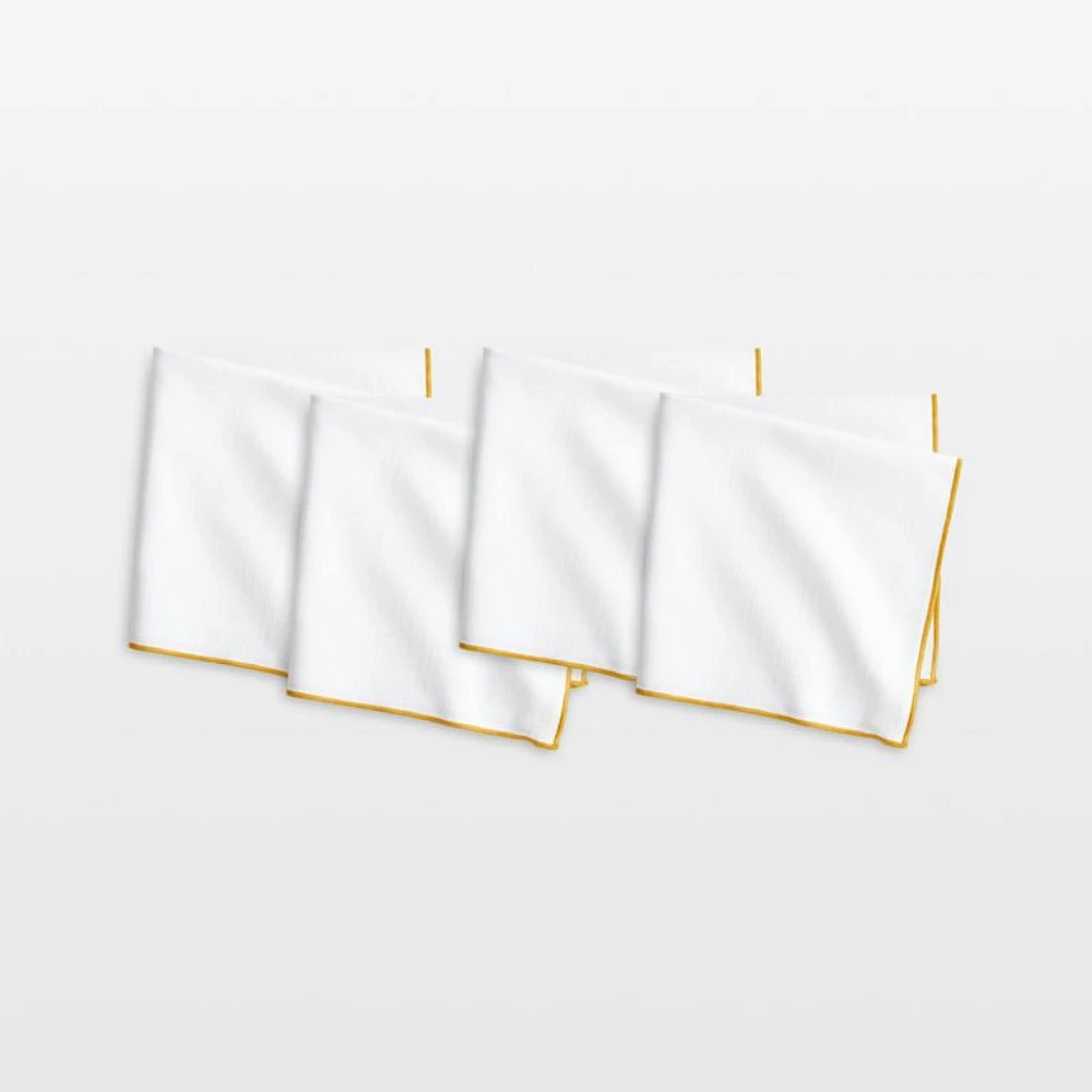 Merrow Stitch Savanna Yellow Organic Cotton Napkins, Set of 4