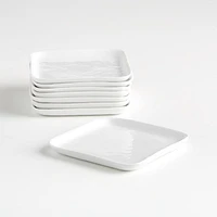Mercer White Square Porcelain Appetizer Plates, Set of 8
