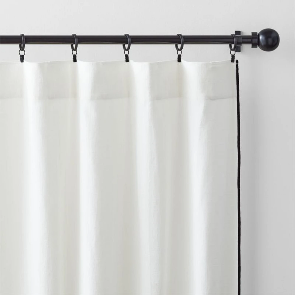 Crisp White Merrow Stitch Organic Cotton Window Curtain Panel 52"x84"