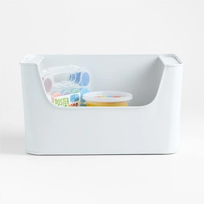 Small White Metal Stacking Storage Bin
