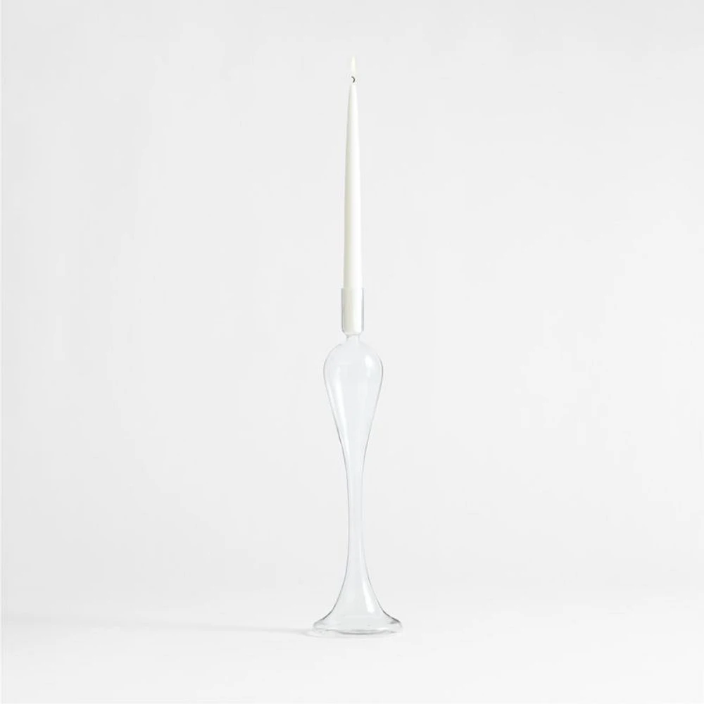 Milano Medium Clear Glass Taper Candle Holder 17"