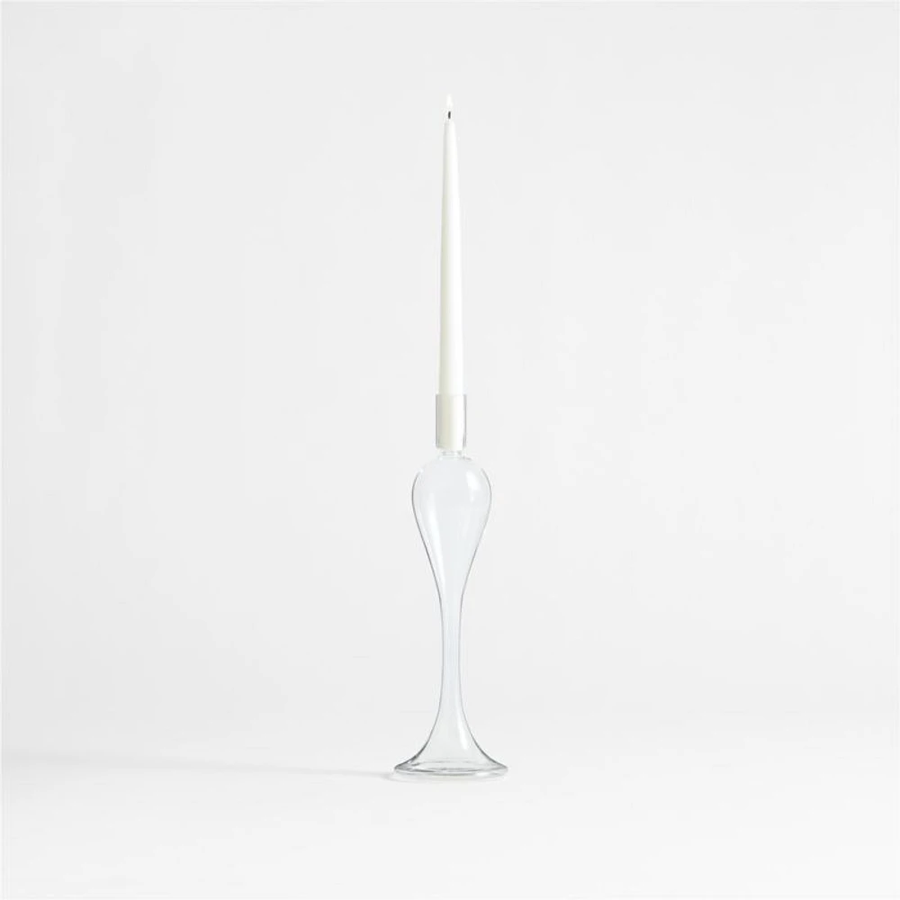 Milano Small Clear Glass Taper Candle Holder 14"