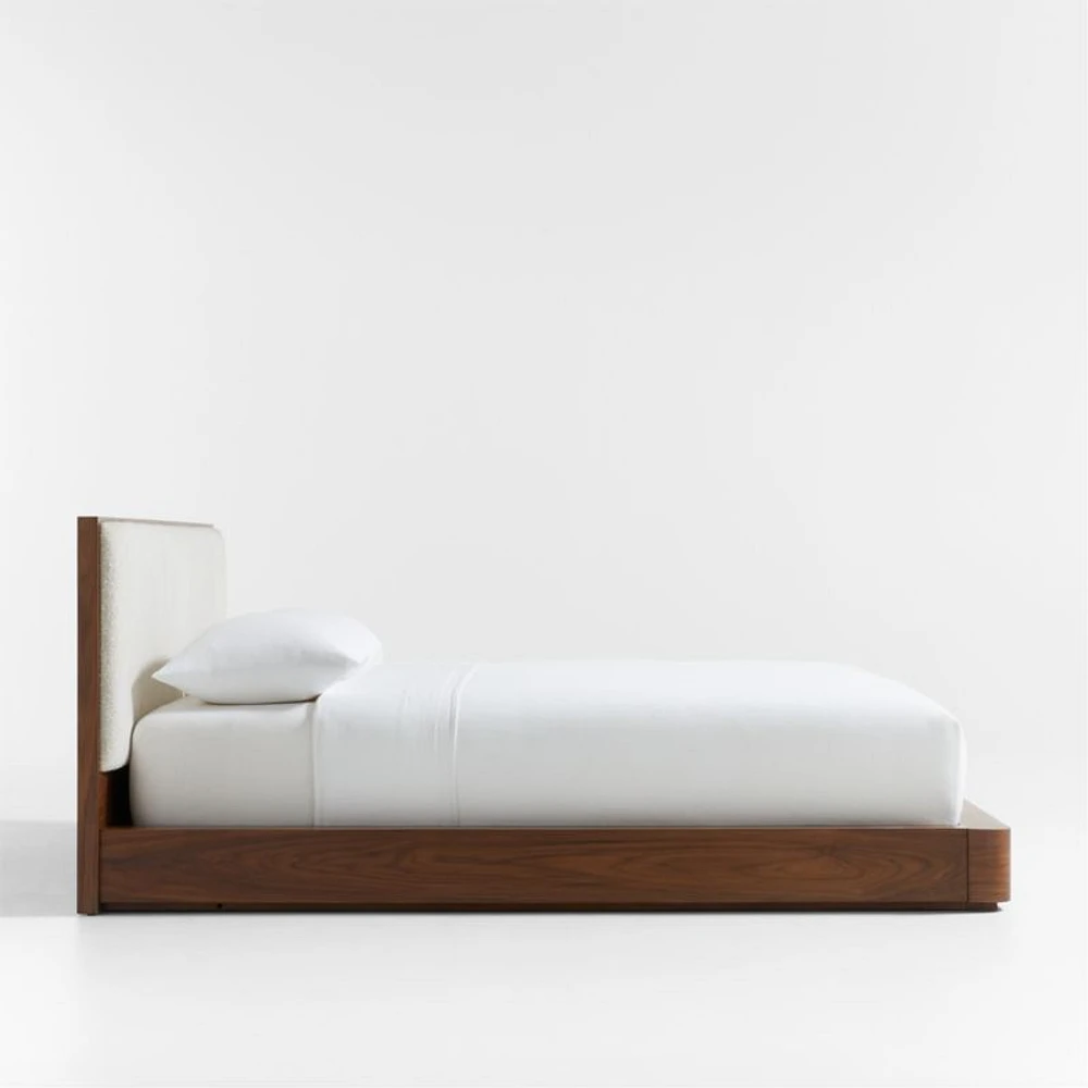 Milano Natural Walnut Wood Upholstered King Bed