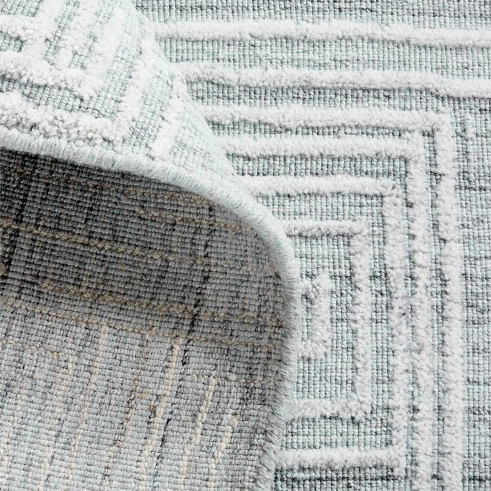 Milos Wool and Viscose Handwoven Blue Rug Swatch 12"x18"