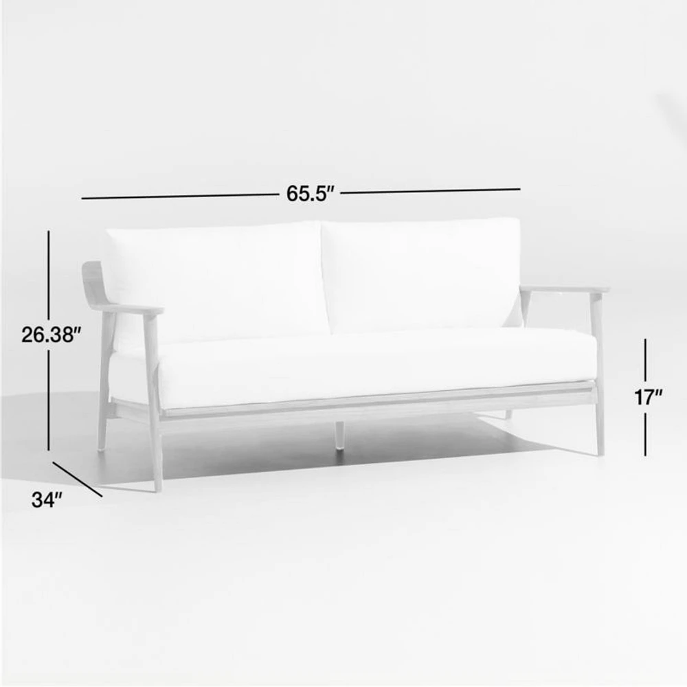 Milos Teak Wood Outdoor Patio Loveseat with White Cushions