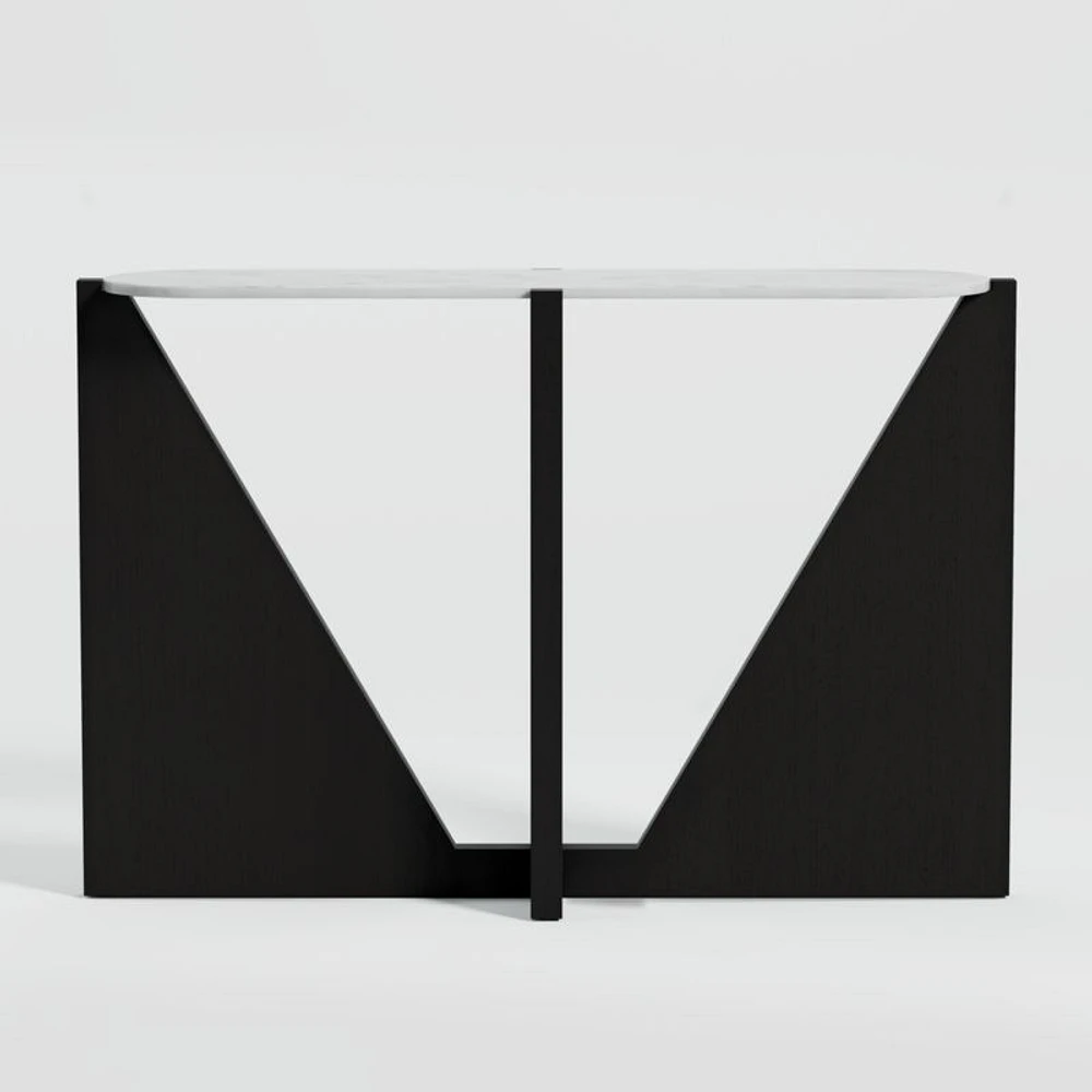 Miro White Marble Console Table with Black Ebonized White Oak Wood Base