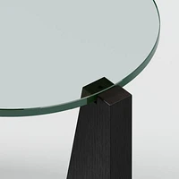 Miro Glass End Table with Black Ebonized White Oak Wood Base