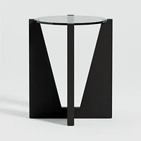 Miro Glass End Table with Black Ebonized White Oak Wood Base